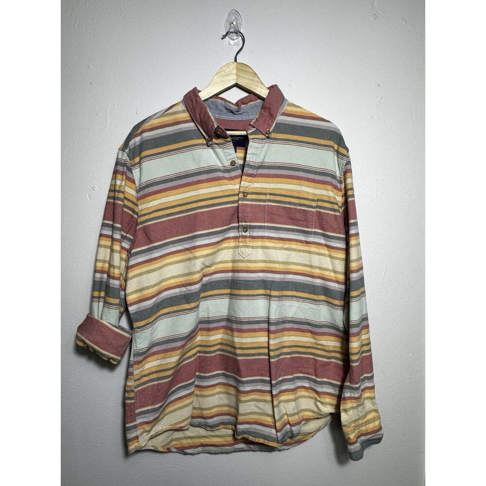 Mens American Eagle Striped 3/4 Button Longsleeve Shirt XL